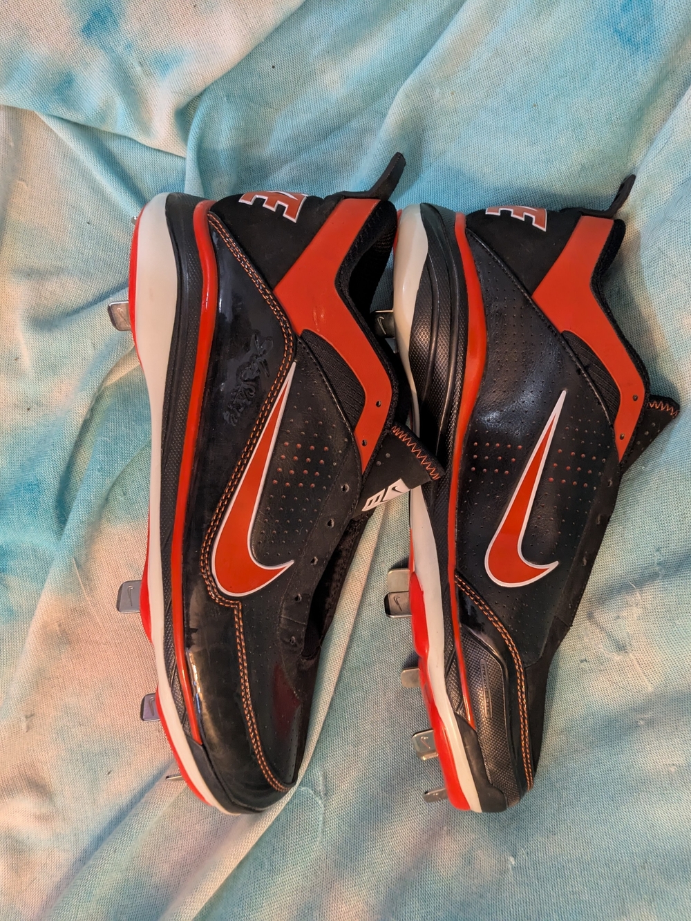 Nike Air Show Elite 2 Metal Baseball Cleats Sz 10.5 Black Orange Blaze